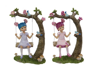 19CM FUNKY HAIR FLOWER GIRL ON SWING