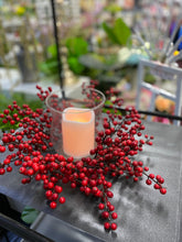 Load image into Gallery viewer, 40cm red wreath berries candle holder
