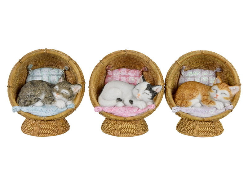 9CM CUTE SLEEPING CAT IN BASKET CHAIR