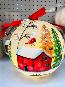 Giant light up bauble with hand painted details 20cm diameter