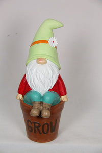 13CM FLOWER GNOME WITH INSPIRATIONAL POT 3 ASSTD