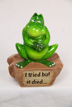 Load image into Gallery viewer, 12CM GREEN MARBLE GARDEN FROG WITH FUNNY WORDING
