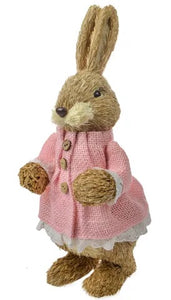 ABI RABBIT STRAW W PINK DRESS 35X14X13CM