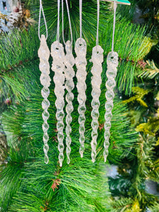 14cmL pack of 6 icicle drop ornaments